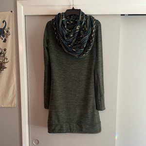 Sweater dress with scarf